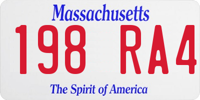 MA license plate 198RA4