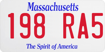 MA license plate 198RA5