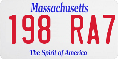 MA license plate 198RA7