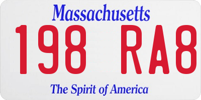 MA license plate 198RA8