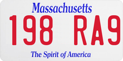MA license plate 198RA9