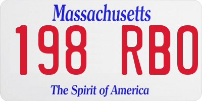 MA license plate 198RB0