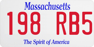 MA license plate 198RB5