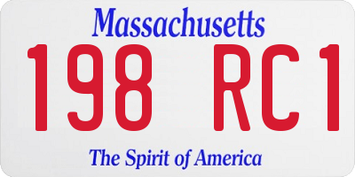MA license plate 198RC1