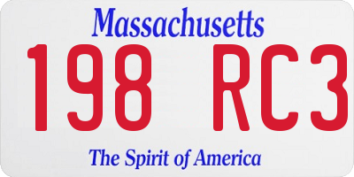 MA license plate 198RC3