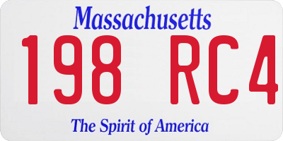 MA license plate 198RC4