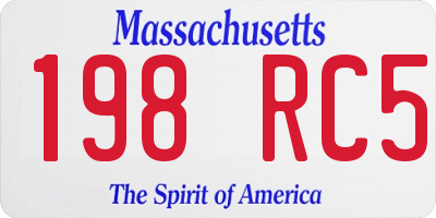 MA license plate 198RC5