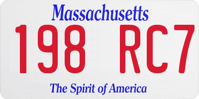 MA license plate 198RC7