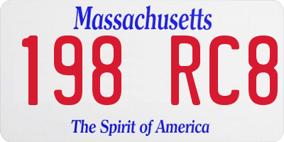 MA license plate 198RC8