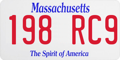 MA license plate 198RC9