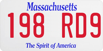 MA license plate 198RD9