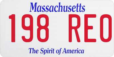 MA license plate 198RE0