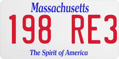 MA license plate 198RE3