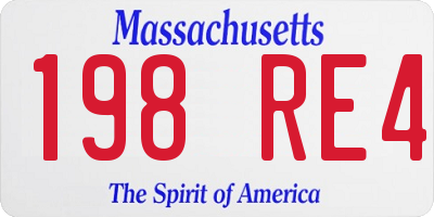 MA license plate 198RE4