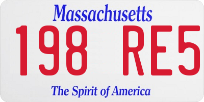 MA license plate 198RE5