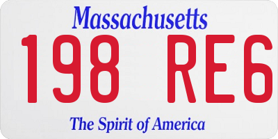 MA license plate 198RE6