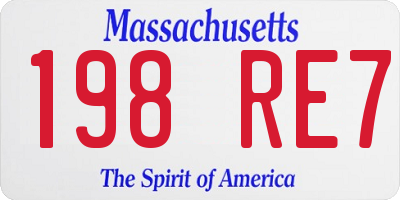 MA license plate 198RE7