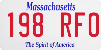 MA license plate 198RF0