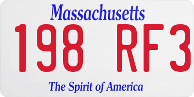 MA license plate 198RF3