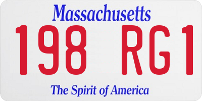 MA license plate 198RG1