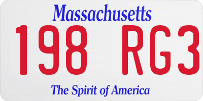 MA license plate 198RG3