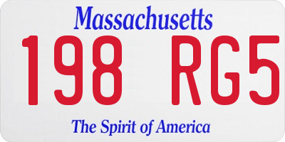 MA license plate 198RG5