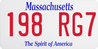 MA license plate 198RG7