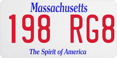 MA license plate 198RG8