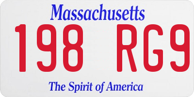 MA license plate 198RG9