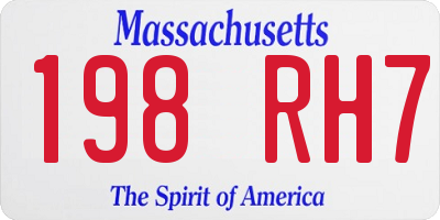 MA license plate 198RH7
