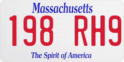 MA license plate 198RH9