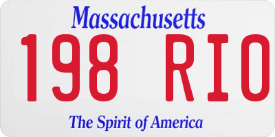 MA license plate 198RI0
