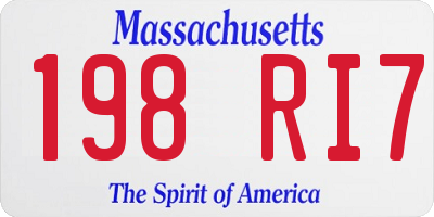 MA license plate 198RI7