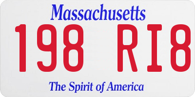 MA license plate 198RI8