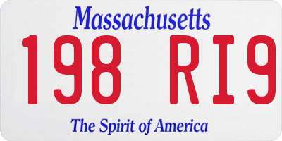 MA license plate 198RI9