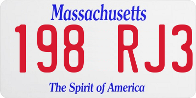 MA license plate 198RJ3