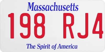 MA license plate 198RJ4