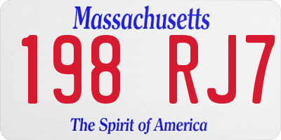 MA license plate 198RJ7