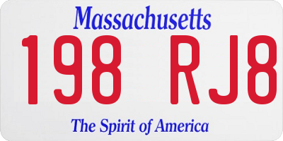 MA license plate 198RJ8