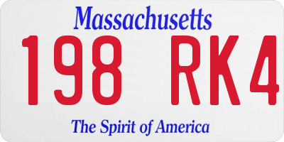 MA license plate 198RK4