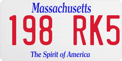 MA license plate 198RK5
