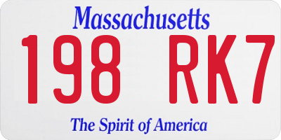 MA license plate 198RK7