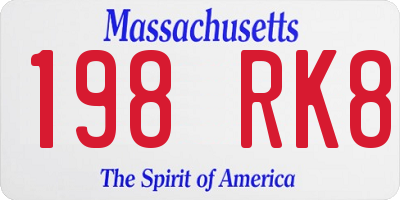 MA license plate 198RK8