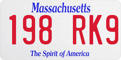 MA license plate 198RK9