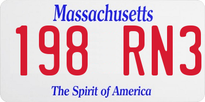 MA license plate 198RN3