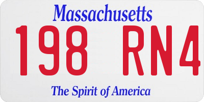 MA license plate 198RN4