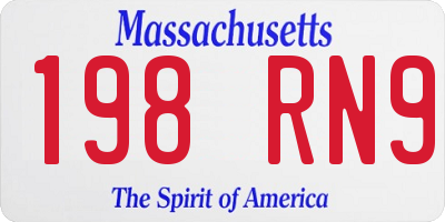 MA license plate 198RN9