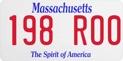 MA license plate 198RO0