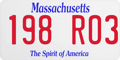 MA license plate 198RO3