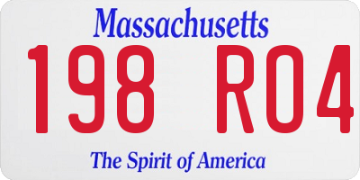 MA license plate 198RO4